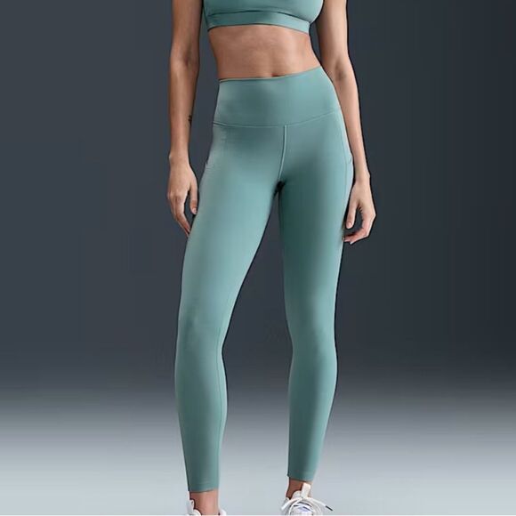 New! Nike One High-Waisted 7/8 Green Women’s Leggings Sz XS Exercise Yoga - Picture 1 of 13
